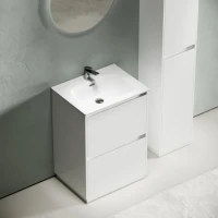 Мебель для ванной комнаты Sancos Libra Floor 60 белый глянец, белая раковина CN7001