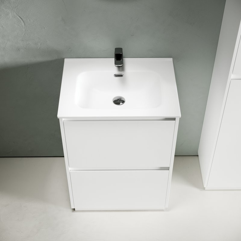 Мебель для ванной комнаты Sancos Libra Floor 60 белый глянец, белая раковина CN7001
