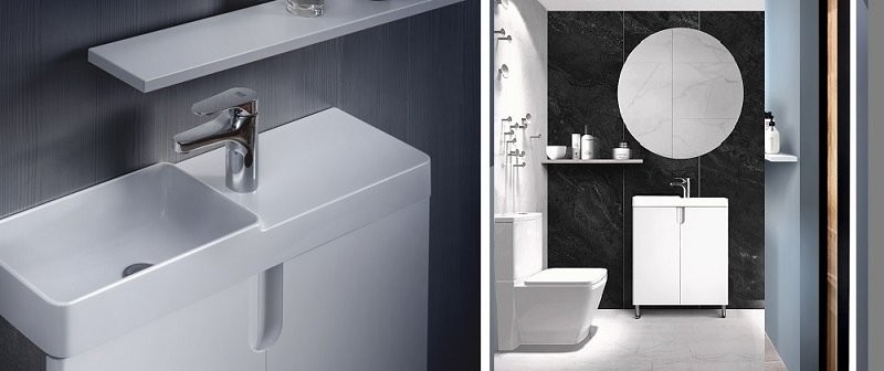 Мебельная раковина Belux Даллас 60 L накладная, глянцевая белая, прямоугольная, искусственный мрамор