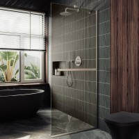 Душевая перегородка Maybahglass MGD-727-5у 79 см, профиль хром матовый, стекло бронза