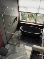 Душевая перегородка Maybahglass MGD-727-5у 79 см, профиль хром матовый, стекло бронза