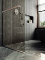 Душевая перегородка Maybahglass MGD-727-5у 79 см, профиль хром матовый, стекло бронза