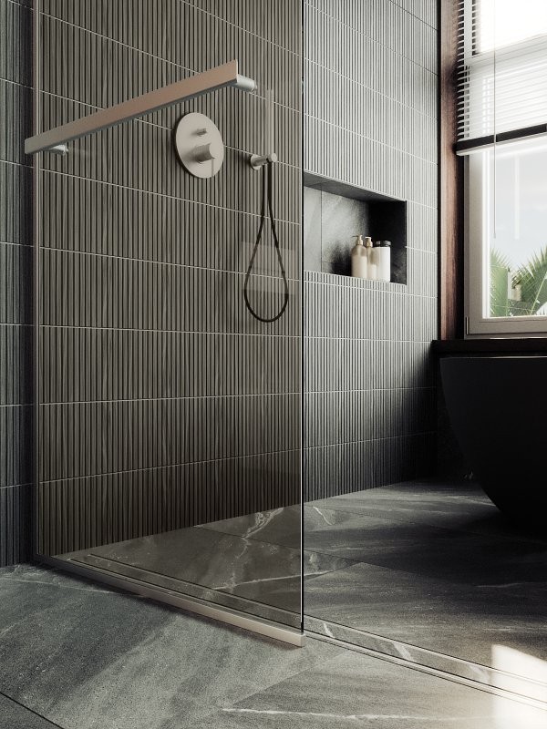 Душевая перегородка Maybahglass MGD-727-5у 79 см, профиль хром матовый, стекло бронза