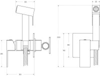 Гигиенический душ Cezares Slider SLIDER-DIF-GM С ВНУТРЕННЕЙ ЧАСТЬЮ, оружейная сталь