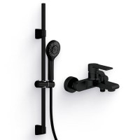 Душевой комплект Смеситель Cersanit Brasko Black 63108 + Гарнитур Neno 63696 черный