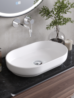 Накладная раковина Cezares CZR-6594 глянцевая белая, овальная, фаянс