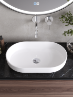 Накладная раковина Cezares CZR-6594 глянцевая белая, овальная, фаянс