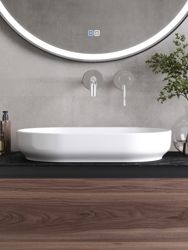 Накладная раковина Cezares CZR-6594 глянцевая белая, овальная, фаянс