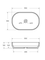 Накладная раковина Cezares CZR-6594 глянцевая белая, овальная, фаянс