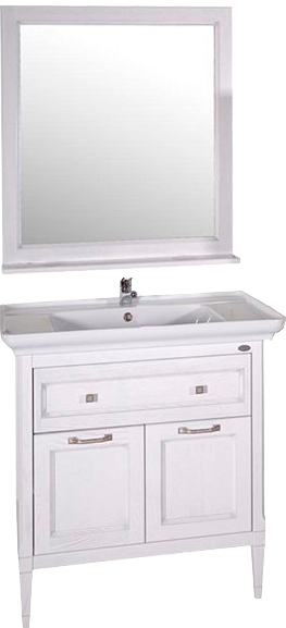 Мебель для ванной комнаты ASB-Woodline Гранда 85 белая, патина серебро