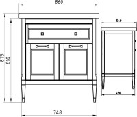 Мебель для ванной комнаты ASB-Woodline Гранда 85 белая, патина серебро