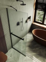 Душевая перегородка Maybahglass MGD-713-6у 109 см, профиль черный, стекло сатин