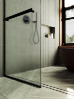 Душевая перегородка Maybahglass MGD-713-6у 109 см, профиль черный, стекло сатин