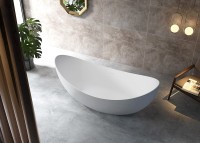 Акриловая ванна Abber AB9333 180x80 см, отдельностоящая, белая, овальная, с каркасом, со сливом-переливом