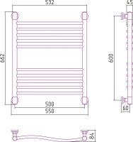 Полотенцесушитель водяной Сунержа Флюид + 60x50