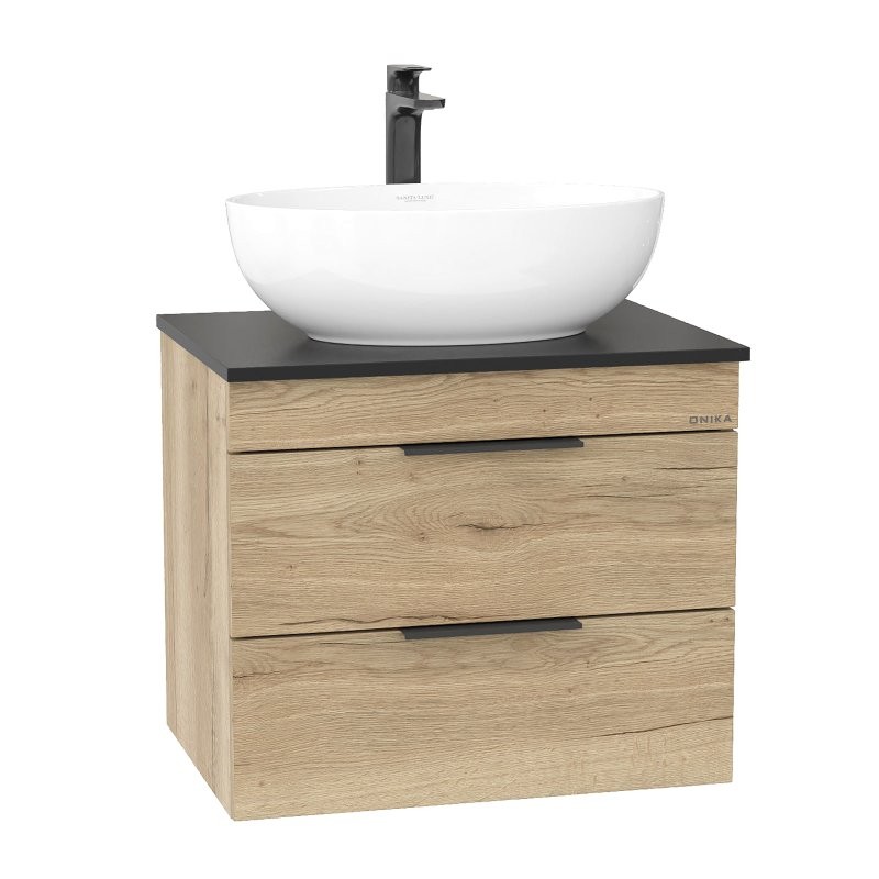 Тумба с раковиной Onika Легран 60 подвесная, дуб галифакс