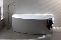 Акриловая ванна Allen Brau Priority 5 L 160x80 см, левая, пристенная, белая матовая, асимметричная, на ножках, с экраном, со сливом-переливом