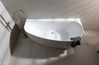 Акриловая ванна Allen Brau Priority 5 L 160x80 см, левая, пристенная, белая матовая, асимметричная, на ножках, с экраном, со сливом-переливом