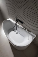 Акриловая ванна Allen Brau Priority 5 L 160x80 см, левая, пристенная, белая матовая, асимметричная, на ножках, с экраном, со сливом-переливом