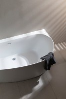 Акриловая ванна Allen Brau Priority 5 L 160x80 см, левая, пристенная, белая матовая, асимметричная, на ножках, с экраном, со сливом-переливом