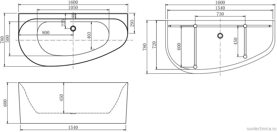 Акриловая ванна Allen Brau Priority 5 L 160x80 см, левая, пристенная, белая матовая, асимметричная, на ножках, с экраном, со сливом-переливом