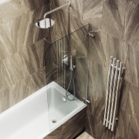 Шторка на ванну Maybahglass MGV-645-4 70 см, профиль хром, стекло прозрачное