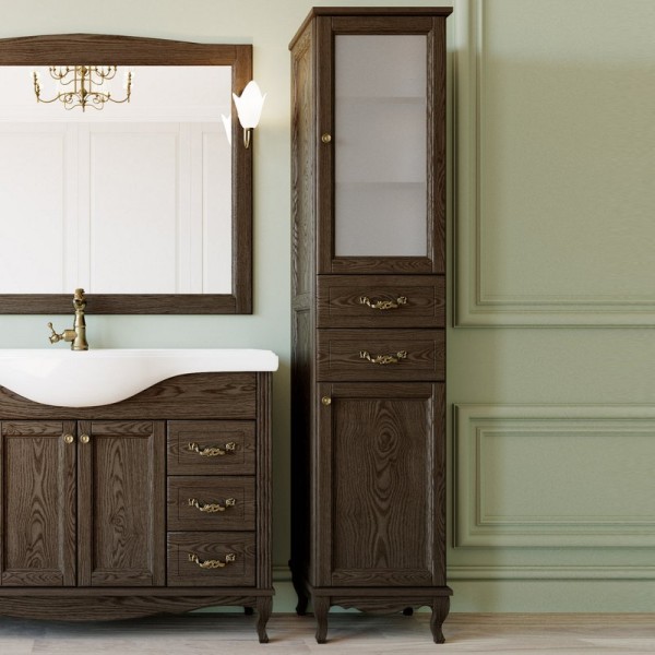 Шкаф пенал для ванной ValenHouse Эллина 40 R кальяри, фурнитура бронза