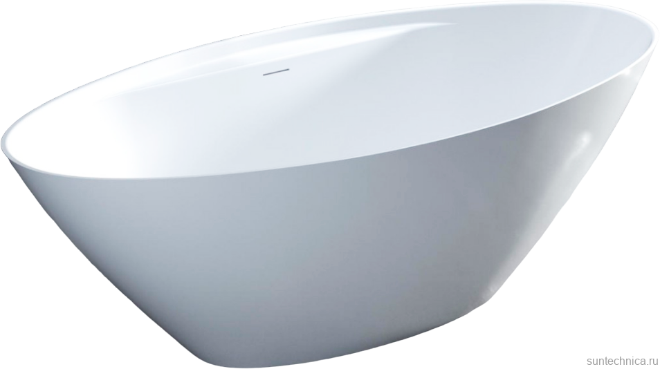 Ванна из искусственного камня Salini Diva S-Stone 180x85 см, отдельностоящая, матовая белая, овальная, со сливом-переливом, с донным клапаном