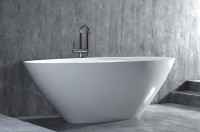 Ванна из искусственного камня Salini Diva S-Stone 180x85 см, отдельностоящая, матовая белая, овальная, со сливом-переливом, с донным клапаном