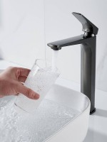 Смеситель (кран) для раковины высокий Shevanik S4211T, оружейная сталь Смеситель (кран) для раковины высокий Shevanik S4211T, оружейная сталь