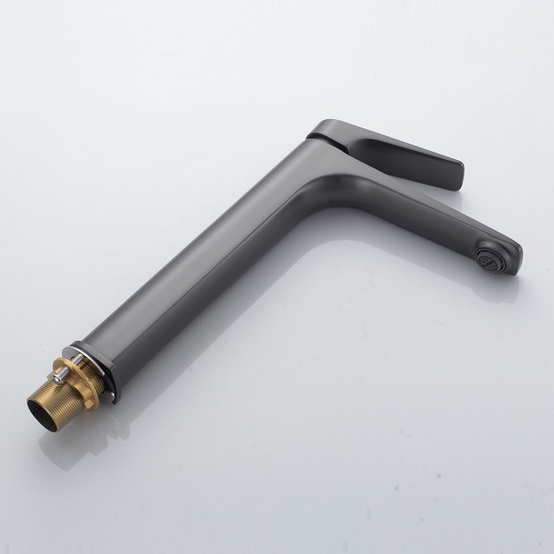 Смеситель (кран) для раковины высокий Shevanik S4211T, оружейная сталь