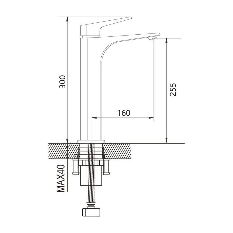 Смеситель (кран) для раковины высокий Shevanik S4211T, оружейная сталь