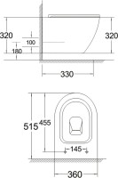 Комплект Унитаз подвесной Agger AT03100 безободковый, с микролифтом + Инсталляция DIWO + Кнопка 7320 белая