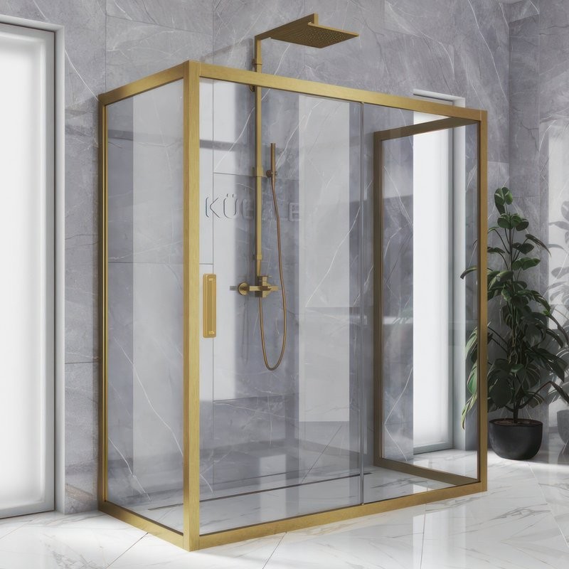 Душевой уголок Kubele DE019 R2U-CLN-BR 120х90 см, профиль бронза