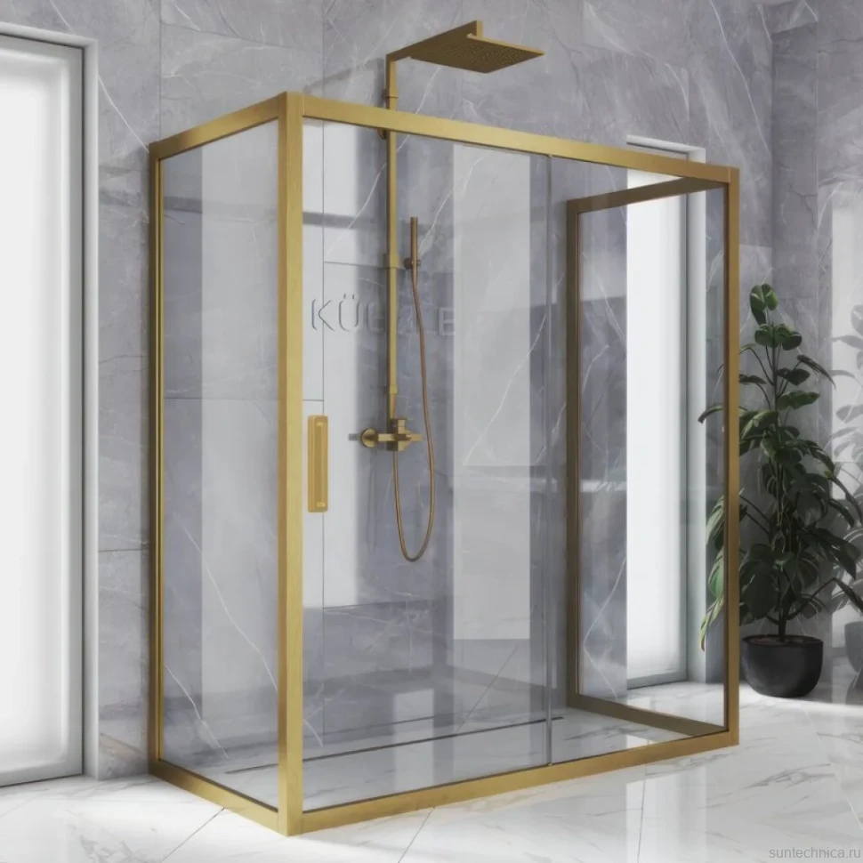 Душевой уголок Kubele DE019 R2U-CLN-BR 120х90 см, профиль бронза