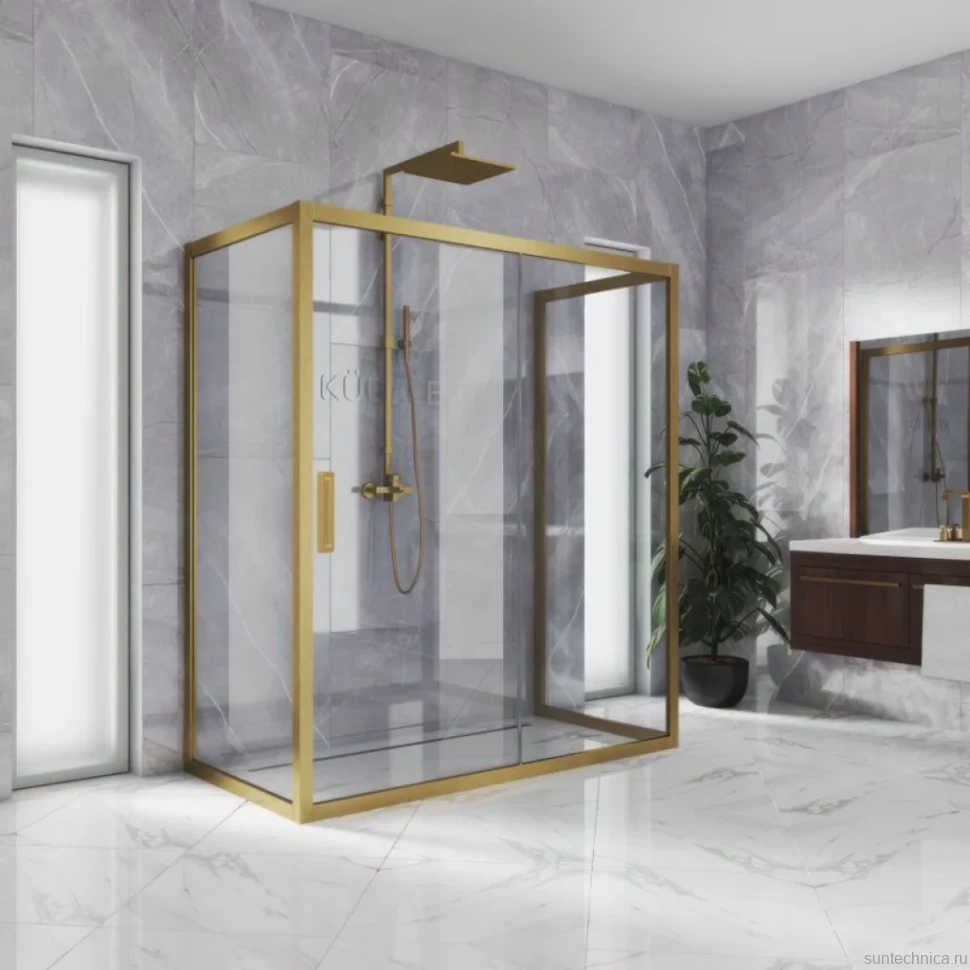 Душевой уголок Kubele DE019 R2U-CLN-BR 120х90 см, профиль бронза