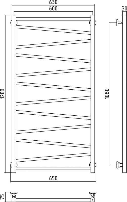 Полотенцесушитель водяной Сунержа Сирокко 120х60, черный матовый