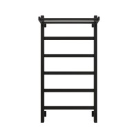 Полотенцесушитель электрический Grota Lore 530х1000 RAL9005 EL 100x55 см, подключение справа, слева, скрытое подключение справа, матовый черный, лесенка, из стали, с полкой