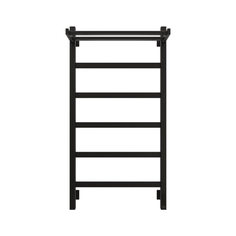 Полотенцесушитель электрический Grota Lore 530х1000 RAL9005 EL 100x55 см, подключение справа, слева, скрытое подключение справа, матовый черный, лесенка, из стали, с полкой