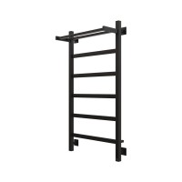 Полотенцесушитель электрический Grota Lore 530х1000 RAL9005 EL 100x55 см, подключение справа, слева, скрытое подключение справа, матовый черный, лесенка, из стали, с полкой