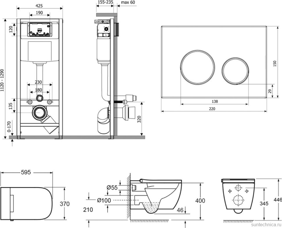 Комплект Lavinia Boho Унитаз подвесной Smart V-Clean 3359101R безободковый, с микролифтом + Инсталляция RelFix 38010010 + Кнопка RelFix 38050804 белая, золотой глянец + Дозатор RelFix 38040010