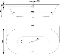 Стальная ванна Bette Lux Oval 190x90 см, встраиваемая, белая, овальная, на ножках, с самоочищающимся покрытием, с шумоизоляцией