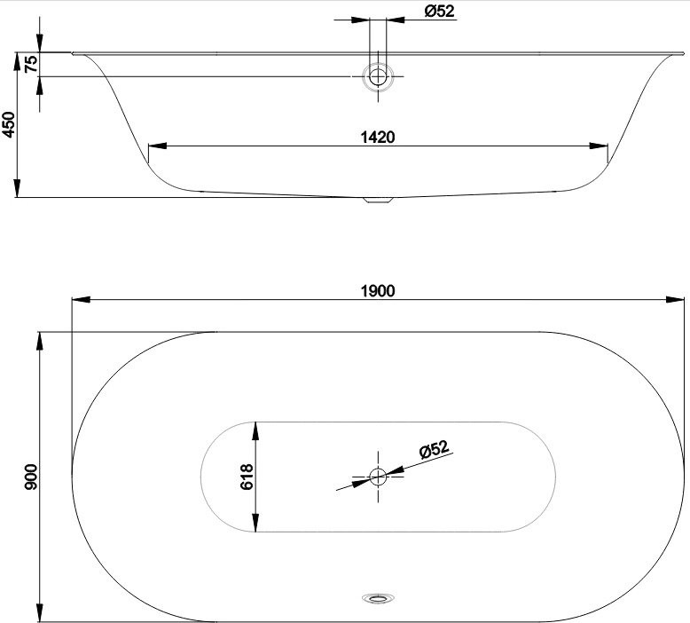 Стальная ванна Bette Lux Oval 190x90 см, встраиваемая, белая, овальная, на ножках, с самоочищающимся покрытием, с шумоизоляцией