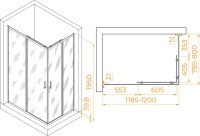 Душевой уголок RGW Passage PA-040B 80х120 см, профиль черный, стекло матовое