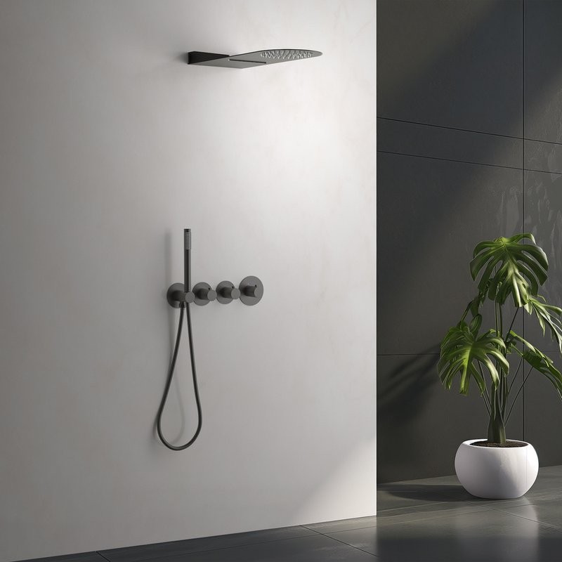 Душевой комплект Timo Saona SX-2350/18SM С ВНУТРЕННЕЙ ЧАСТЬЮ, с термостатом, черное золото