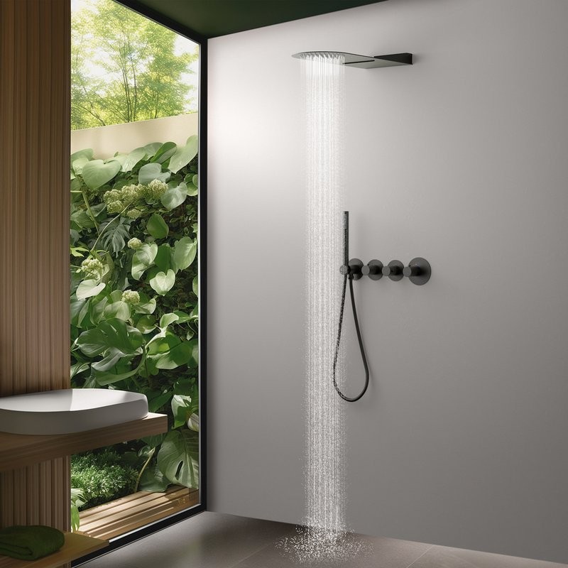 Душевой комплект Timo Saona SX-2350/18SM С ВНУТРЕННЕЙ ЧАСТЬЮ, с термостатом, черное золото