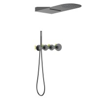 Душевой комплект Timo Saona SX-2350/18SM С ВНУТРЕННЕЙ ЧАСТЬЮ, с термостатом, черное золото