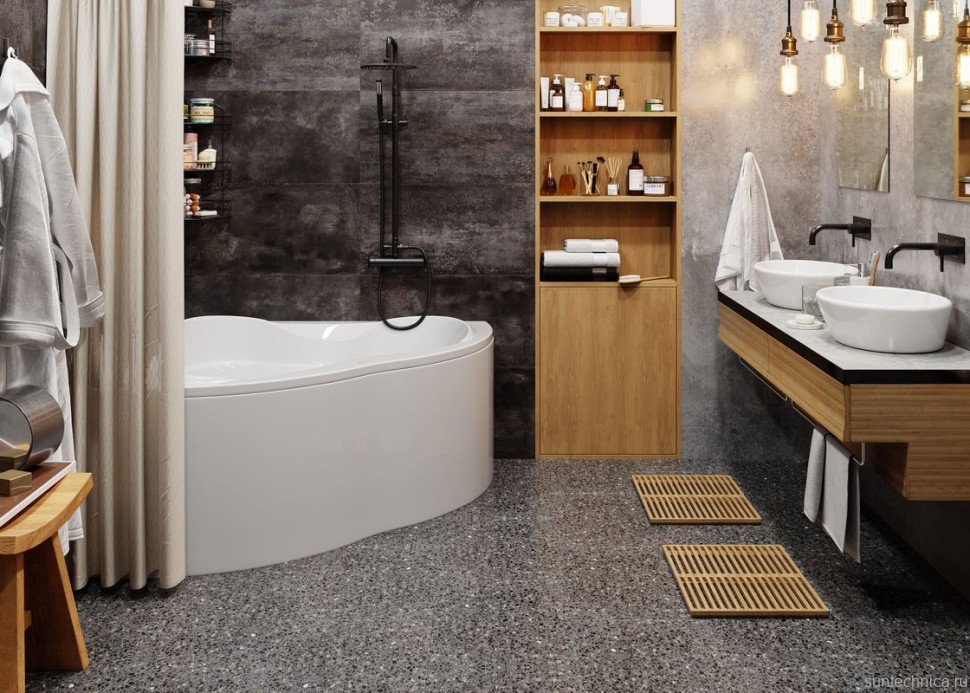 Акриловая ванна Vagnerplast Iris 145x145 см, угловая, пристенная, белая, четверть круга, с каркасом, с сиденьем