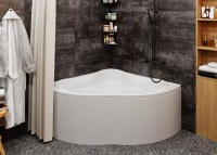 Акриловая ванна Vagnerplast Iris 145x145 см, угловая, пристенная, белая, четверть круга, с каркасом, с сиденьем