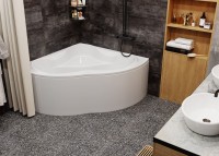 Акриловая ванна Vagnerplast Iris 145x145 см, угловая, пристенная, белая, четверть круга, с каркасом, с сиденьем